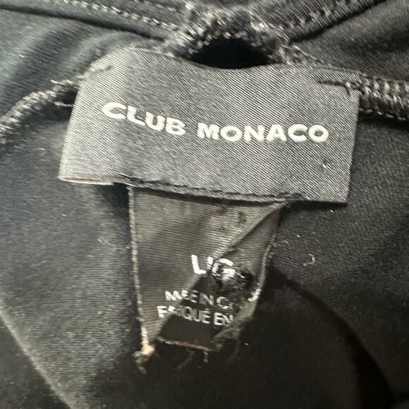 Club Monaco Black Tunic Blouse V Neck Womens Top Size Large‎ Viscose Stretch - Picture 2 of 7